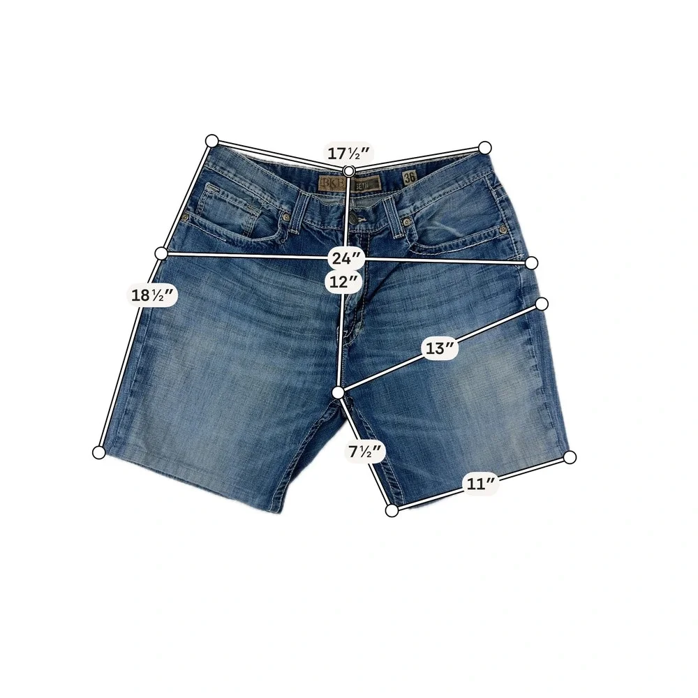 BKE Seth Denim Shorts Mens 36 Blue Jean Relaxed Fit Cut Off Hemmed Cotton